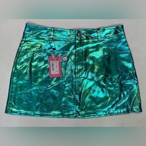 Edikted Metallic Green Mini Skirt